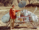 Carl Sagan in front of Viking